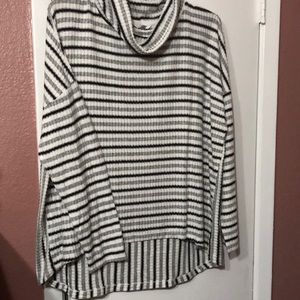 Striped pull over long sleeve sweater